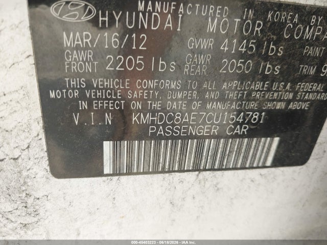 Продаж на аукціоні авто 2012 Hyundai Elantra Touring Se, vin: KMHDC8AE7CU154781, номер лоту: 45403223