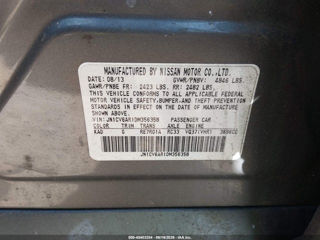 Продаж на аукціоні авто 2013 Infiniti G37x, vin: JN1CV6AR1DM356358, номер лоту: 45403254
