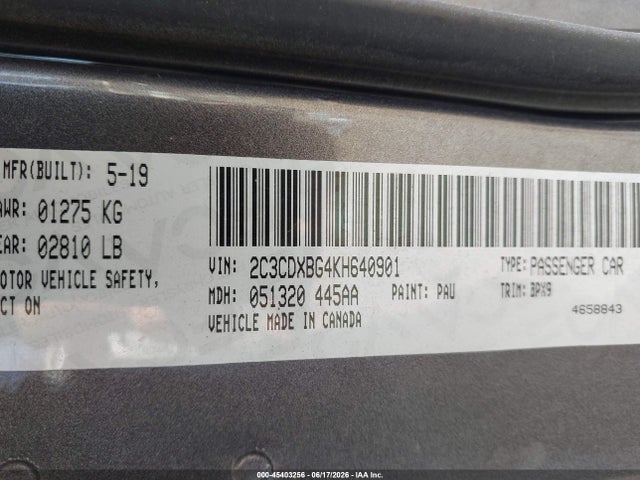 Dodge Charger Sxt Rwd 2019 2C3CDXBG4KH640901 Image 9