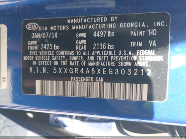 5XXGR4A6XEG303212 KIA Optima Sx Turbo