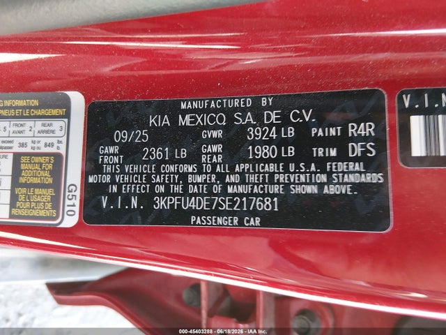 KIA K4 Ex 2025 3KPFU4DE7SE217681 Image 9