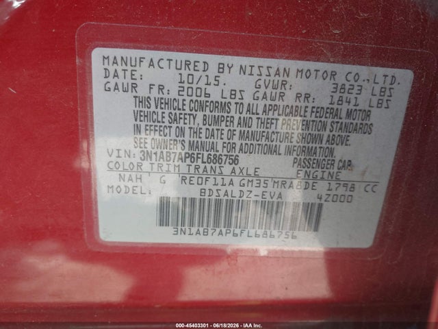 Nissan SENTRA SV 2015 3N1AB7AP6FL686756 Image 9