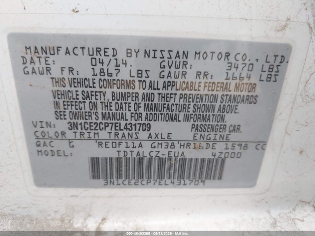 Nissan Versa Note S Plus 2014 3N1CE2CP7EL431709 Image 9