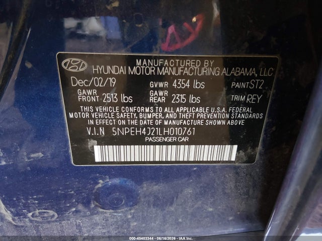 Hyundai Sonata Limited 2020 5NPEH4J21LH010761 Image 9
