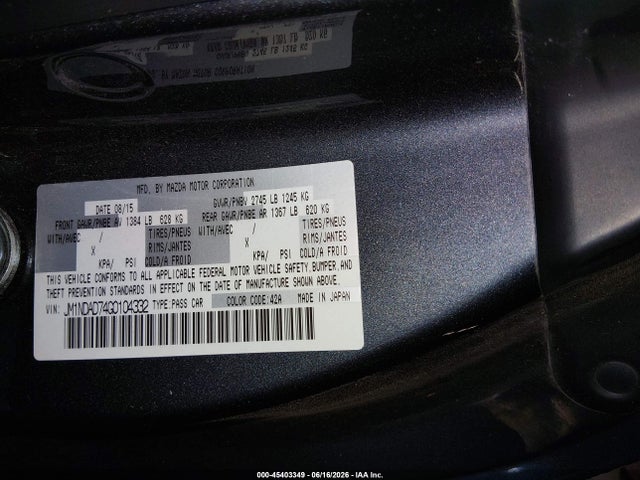Продажа на аукционе авто 2016 Mazda Mx-5 Miata Grand Touring, vin: JM1NDAD74G0104332, номер лота: 45403349
