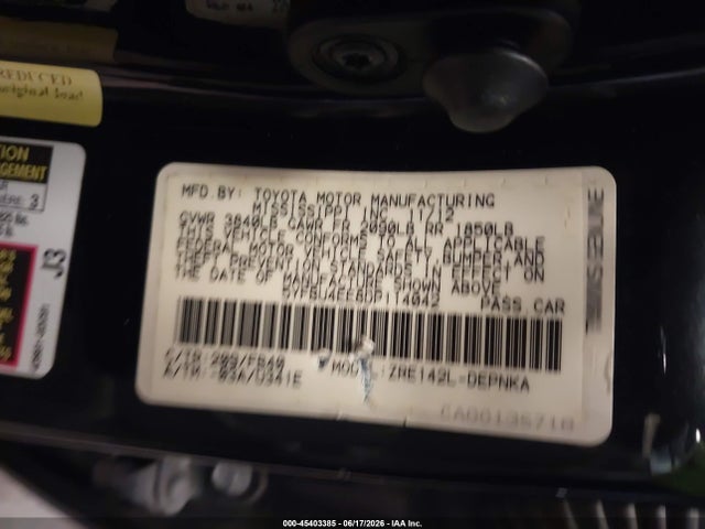 Aukcja sprzedaży 2013 Toyota Corolla Le, vin: 5YFBU4EE8DP114042, numer aukcji: 45403385