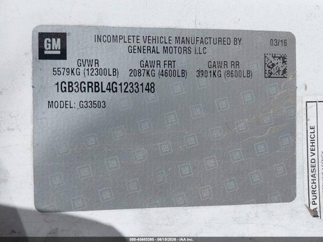 1GB3GRBL4G1233148 Chevrolet Express Cutaway 3500 Diesel
