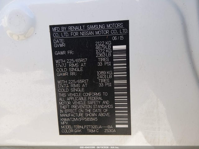 Nissan ROGUE S 2015 KNMAT2MV1FP581845 Image 9