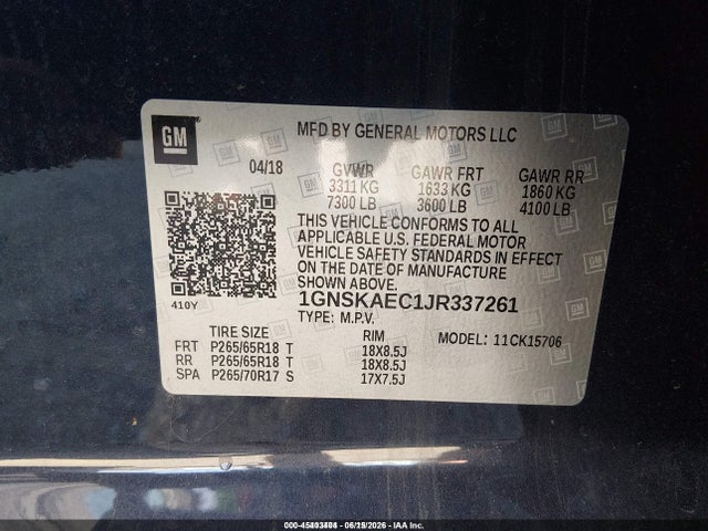 Chevrolet Tahoe Ls 2018 1GNSKAEC1JR337261 Image 9