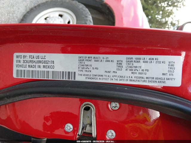 Aukcja sprzedaży 2021 Ram 2500 Tradesman  4x4 8' Box, vin: 3C6UR5HJ8MG652178, numer aukcji: 45403410