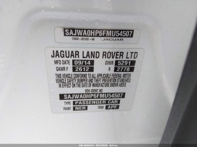 SAJWA0HP6FMU54507 Jaguar Xf 5.0l Supercharged