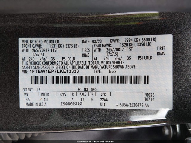 Ford F-150 Xl 2020 1FTEW1EP7LKE13333 Image 9