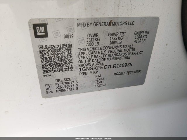 1GNSKFEC7LR140935 Chevrolet Tahoe 4wd Commercial Fleet
