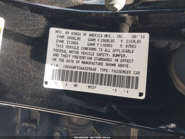Продаж на аукціоні авто 2010 Acura Tl 3.5, vin: 19UUA8F53AA025648, номер лоту: 45403432
