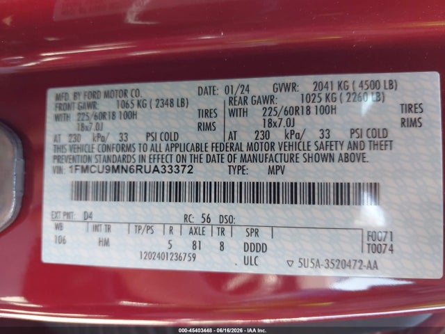 Ford Escape St-line 2024 1FMCU9MN6RUA33372 Image 9