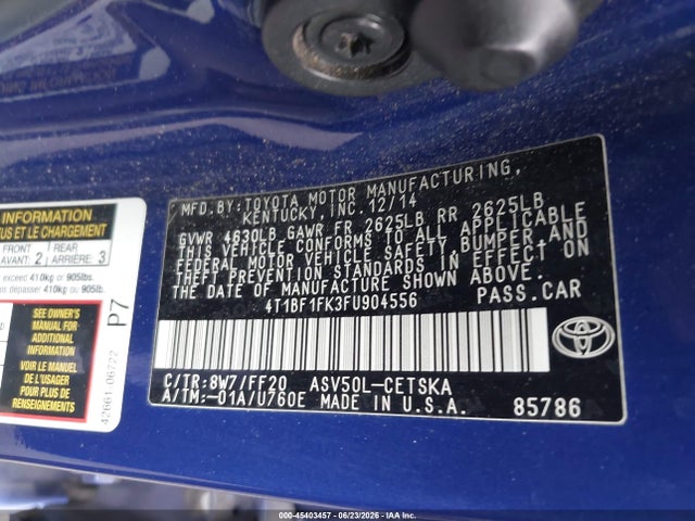 Toyota CAMRY SE 2015 4T1BF1FK3FU904556 Image 9