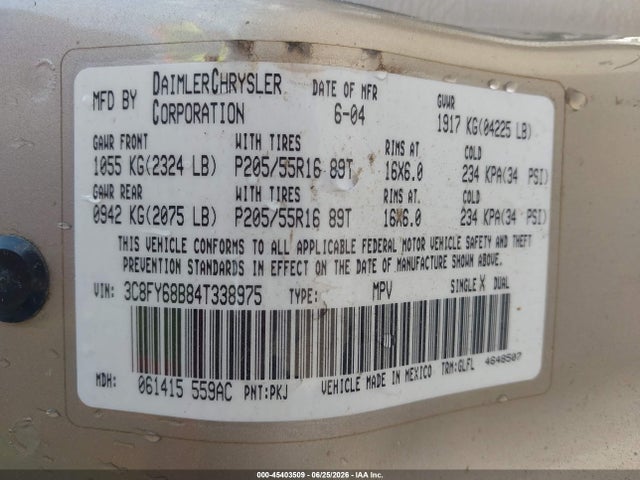 Продаж на аукціоні авто 2004 Chrysler Pt Cruiser Limited, vin: 3C8FY68B84T338975, номер лоту: 45403509