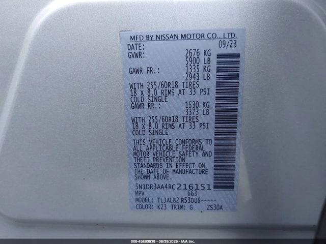5N1DR3AA4RC216151 Nissan Pathfinder S Fwd