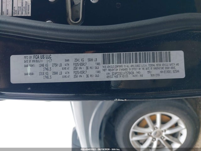 45403583 :رقم المزاد ، 3C4PDDBG1HT578434 vin ، 2017 Dodge Journey Sxt Awd مزاد بيع