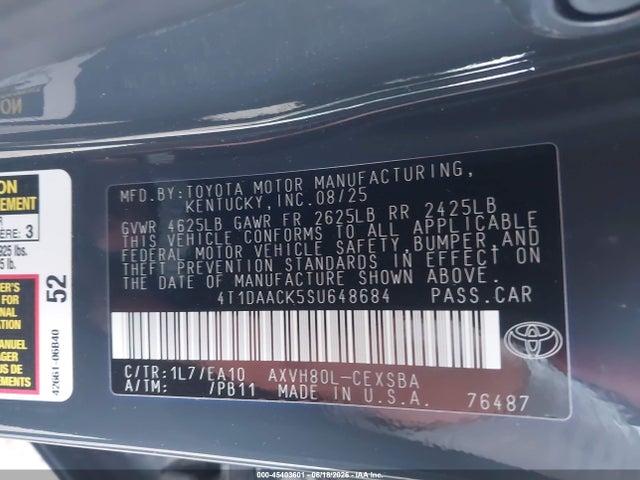 Toyota CAMRY SE 2025 4T1DAACK5SU648684 Image 9