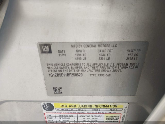 Продаж на аукціоні авто 2011 Chevrolet Malibu Ls, vin: 1G1ZB5E11BF250520, номер лоту: 45403616