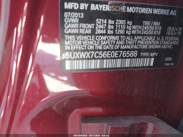 BMW X3 Xdrive35i 2014 5UXWX7C56E0E76588 Image 9