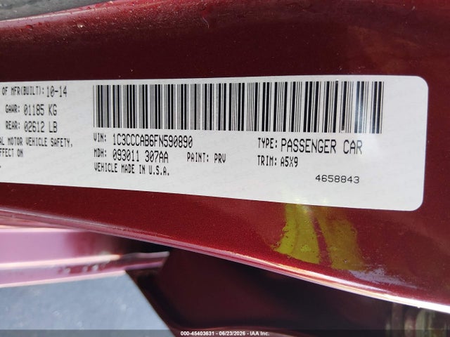 Продаж на аукціоні авто 2015 Chrysler 200 Limited, vin: 1C3CCCAB6FN590890, номер лоту: 45403631