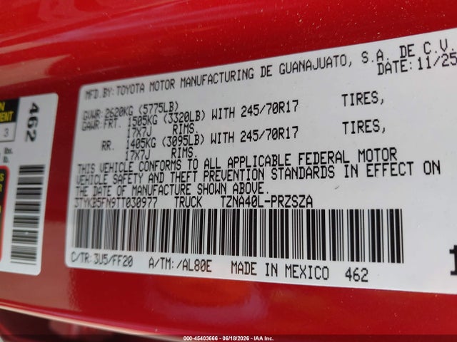Toyota Tacoma Sr5 2026 3TYKB5FN9TT030977 Image 9