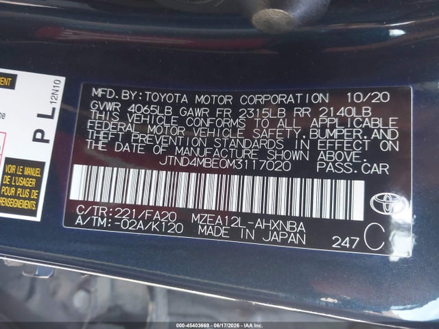 Toyota COROLLA SE 2021 JTND4MBE0M3117020 Image 9
