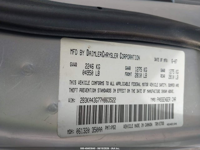 Aukcja sprzedaży 2007 Dodge Charger, vin: 2B3KA43G77H863522, numer aukcji: 45403840
