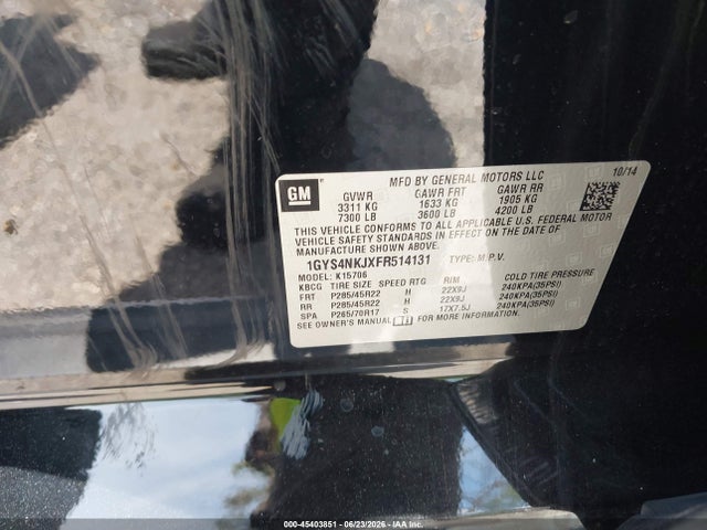 Aukcja sprzedaży 2015 Cadillac Escalade Premium, vin: 1GYS4NKJXFR514131, numer aukcji: 45403851