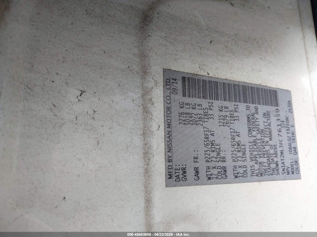 Nissan ROGUE SV 2015 5N1AT2ML3FC761359 Image 9