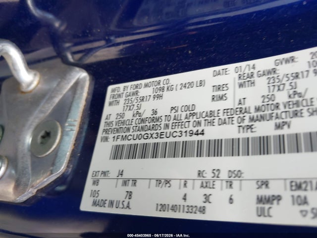 Ford ESCAPE SE 2014 1FMCU0GX3EUC31944 Image 9
