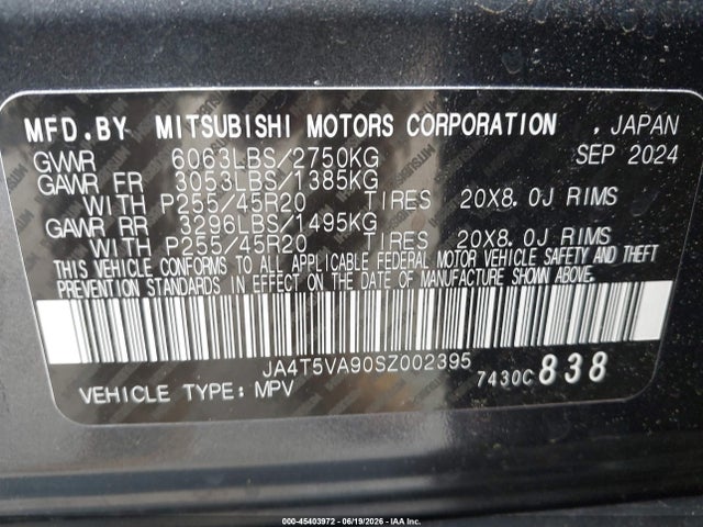 JA4T5VA90SZ002395 Mitsubishi Outlander Phev Se Ralliart/se S-awc