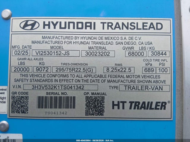 Hyundai Translead Inc Unknown 2026 3H3V532K1TS041342 Image 9