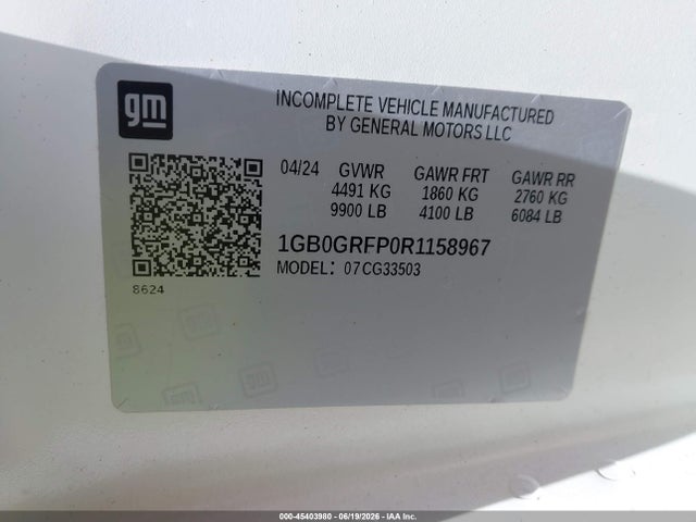 45403980 :رقم المزاد ، 1GB0GRFP0R1158967 vin ، 2024 Chevrolet Express Cutaway Work Van مزاد بيع