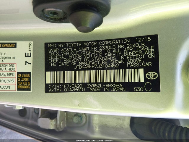 JTDKARFP7J3104452 Toyota Prius Prime Premium