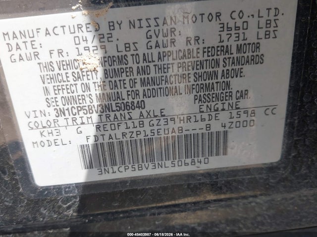 Nissan Kicks S Xtronic Cvt 2022 3N1CP5BV3NL506840 Image 9