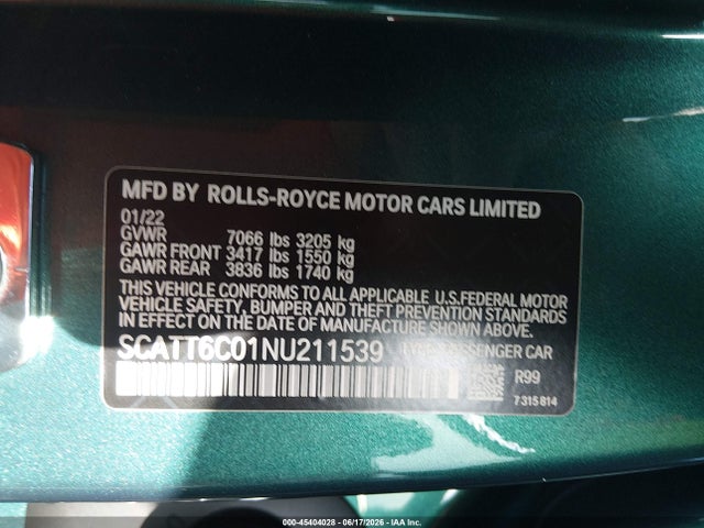 Rolls-Royce Phantom 2022 SCATT6C01NU211539 Image 9