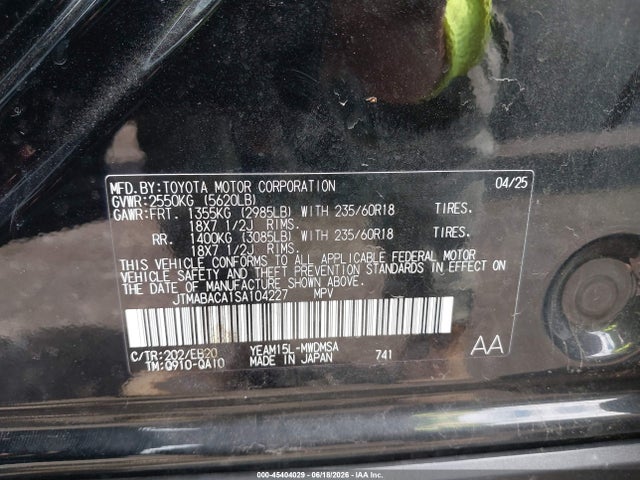 Toyota BZ4X XLE 2025 JTMABACA1SA104227 Image 9