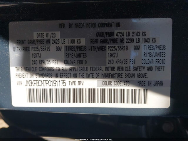 Продаж на аукціоні авто 2023 Mazda Cx-5 2.5 S Carbon Edition, vin: JM3KFBCM7P0191175, номер лоту: 45404047
