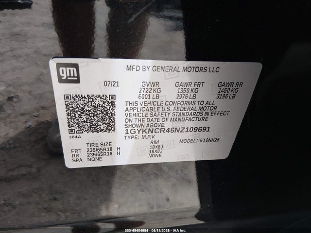 2022 Cadillac Xt5 Fwd Premium Luxury მანქანა იყიდება აუქციონზე, vin: 1GYKNCR46NZ109691, აუქციონის ნომერი: 45404054