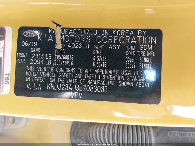 Продажа на аукционе авто 2020 Kia Soul Lx, vin: KNDJ23AU3L7083033, номер лота: 45404185