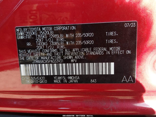 JTMABACA5PA033931 Toyota Bz4x Limited