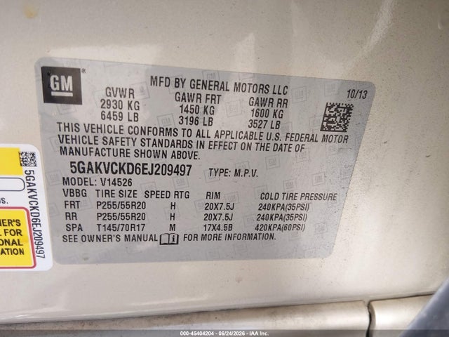 Продажа на аукционе авто 2014 Buick Enclave Premium, vin: 5GAKVCKD6EJ209497, номер лота: 45404204