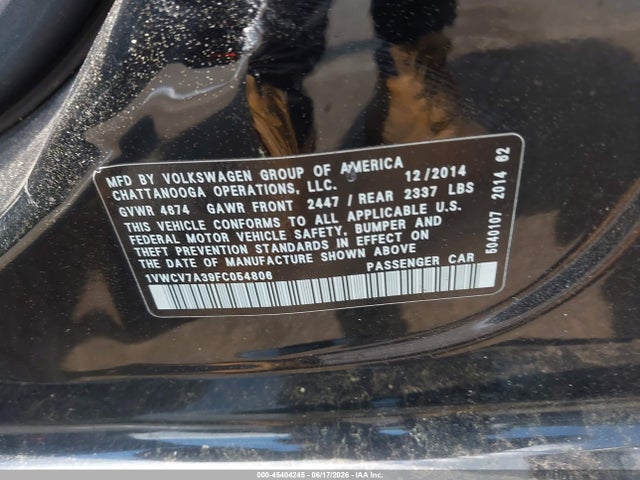 Продаж на аукціоні авто 2015 Volkswagen Passat 2.0l Tdi Sel Premium, vin: 1VWCV7A39FC054806, номер лоту: 45404245