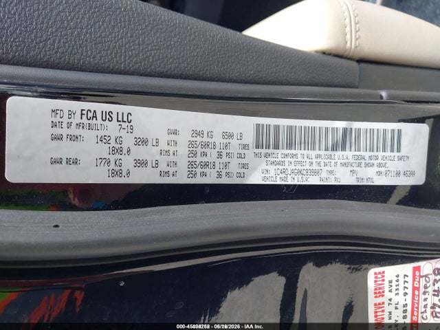 Dodge Durango Sxt Awd 2019 1C4RDJAG0KC839807 Image 9