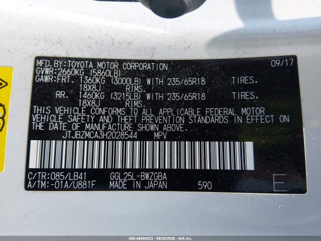 Продаж на аукціоні авто 2017 Lexus Rx 350, vin: JTJBZMCA3H2028544, номер лоту: 45404323