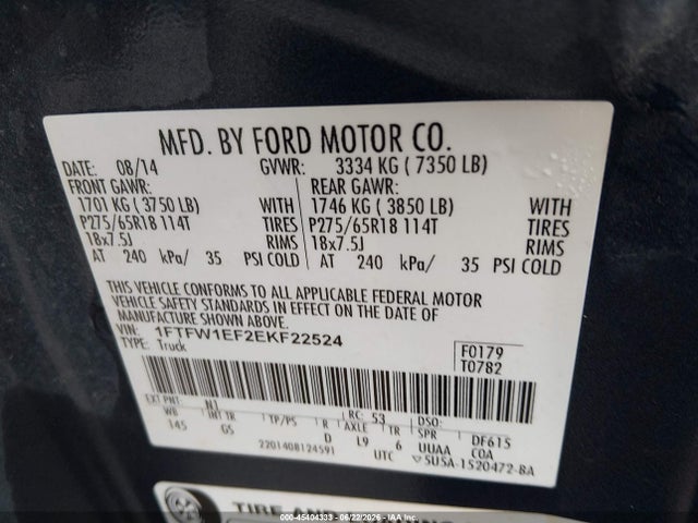 Ford F-150 Xlt 2014 1FTFW1EF2EKF22524 Image 9