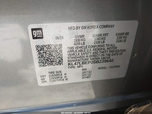 2025 Buick Envista Sport Touring Fwd მანქანა იყიდება აუქციონზე, vin: KL47LBEP0SB239640, აუქციონის ნომერი: 45404367